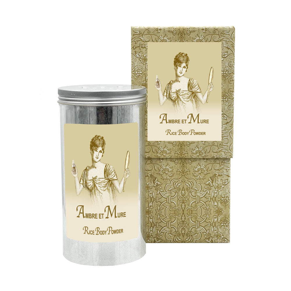 Ambre et Mure Rice Body Powder in an Aluminum Canister