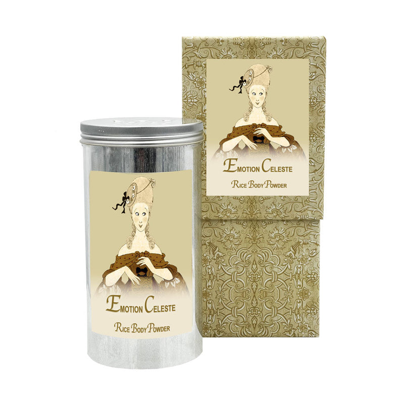 Emotion Celeste Rice Body Powder in an Aluminum Canister